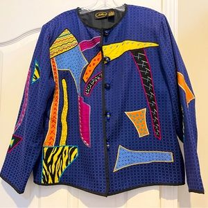 Allure appliqué jacket. Size Large. Rayon/Cotton. Brighten up your wardrobe.